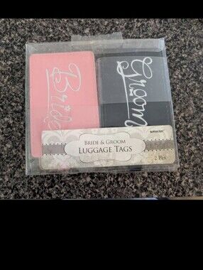 Amscan Pink and Black Wedding Luggage Tags - Set of 2